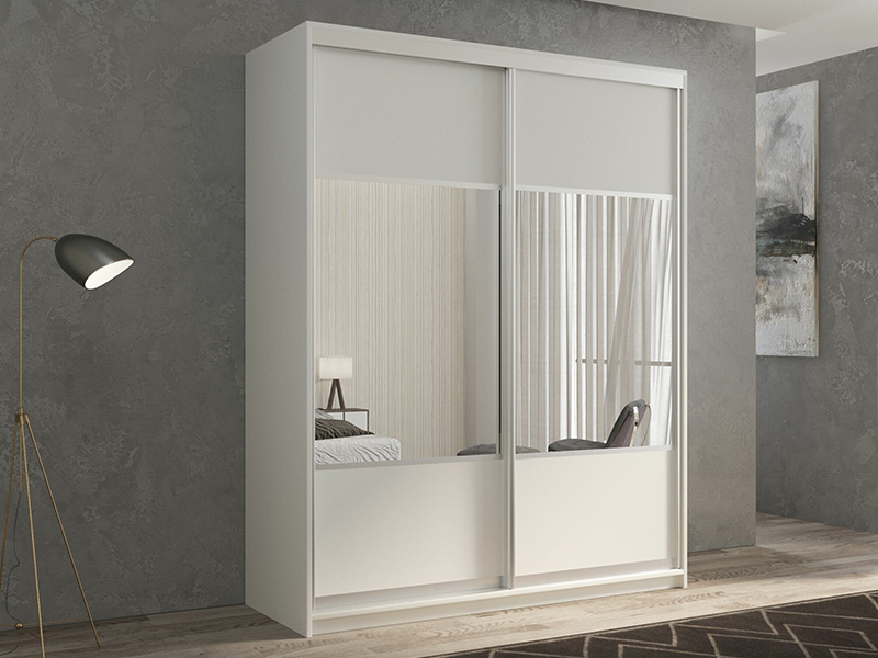 wood mirrored wardrobe