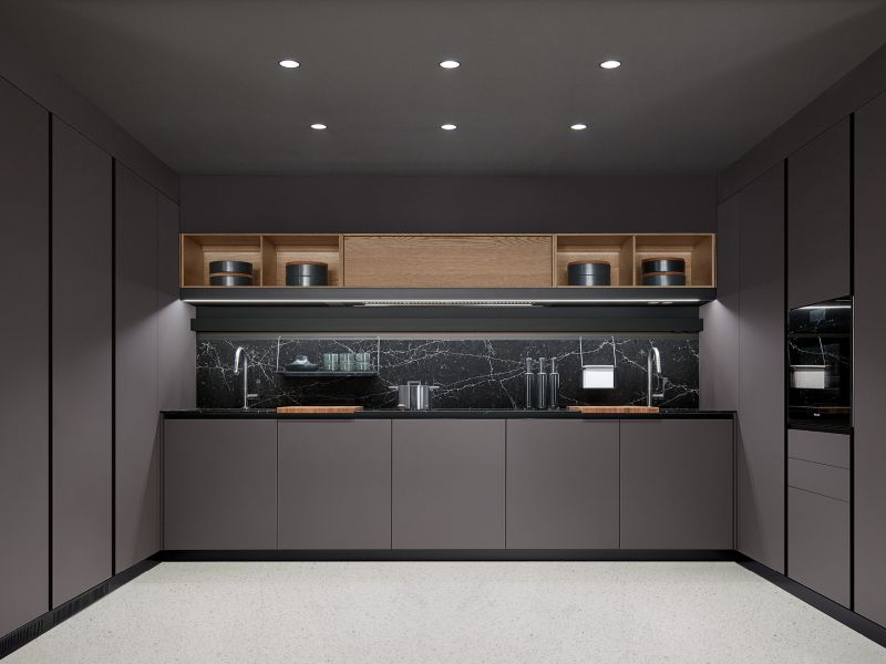 kitchen cabinet furniture handleless solid wooden cabi