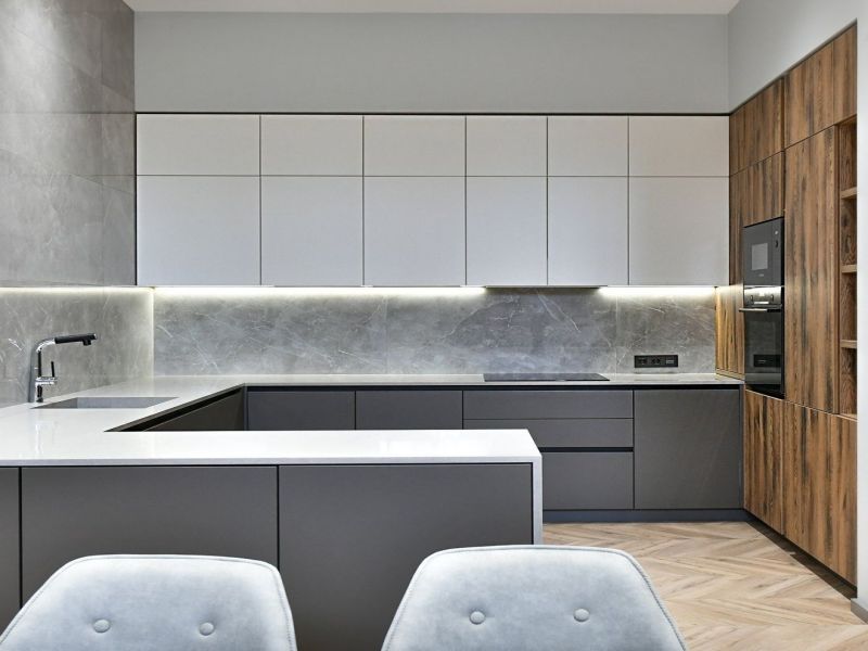 modern handless kitchen cabinet