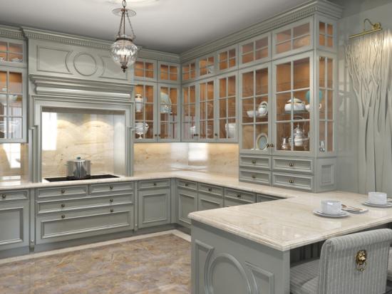 Custom Wood Corner Kitchen Wall Cabinet for Sale