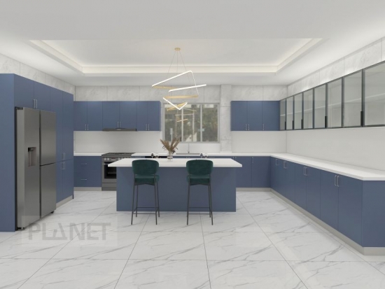 U shape melamine for kitchen designs modern classic moduler kitchen cabinet with groof