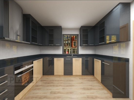 Armarios de cocina High technical customized design modern matte black modern custom kitchen furniture cabinet