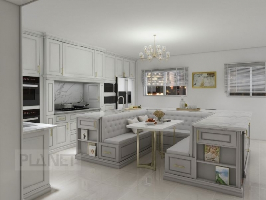 American Classical Style High Quality Espresso Solid Wood Kitchen Cabinet Design