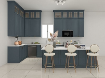 Solid wood American standard framed blue shaker modern kitchen cabinet