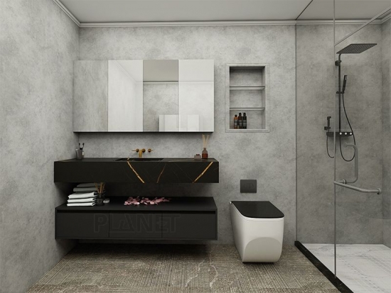 American Style Shaker Door Marble Countertop Cabinet Free Standing Solid Wood Bathroom Vanities with Mirror