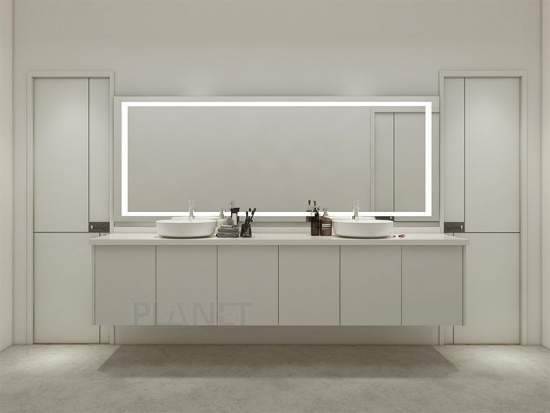 Double sink wall mount modern storage furniture floating sintered stone white marble bathroom vanity set with mirror cabinet