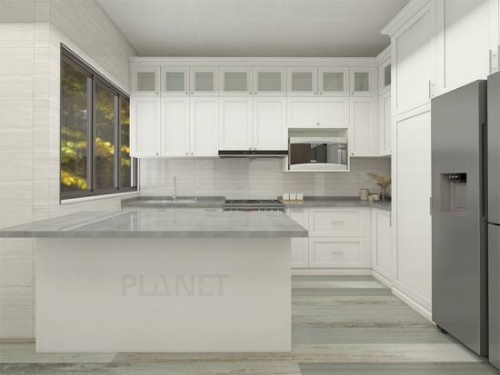 Home Modern White Plastic Polyurethane And Laminate Furniture Kitchen Cabinet For Sale