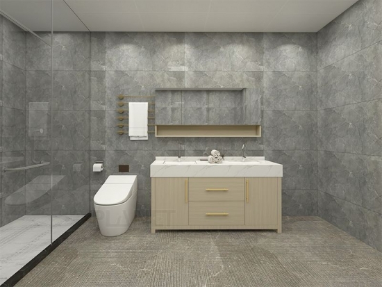 Luxury Golden Floor Standing Mirror Cabinets Single Sink Stainless Steel Bathroom Vanities