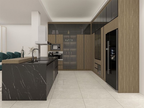 Ckwcabinet Kitchen and Bath Modern Design Metal Laminate Glossy Kitchen Cabinets